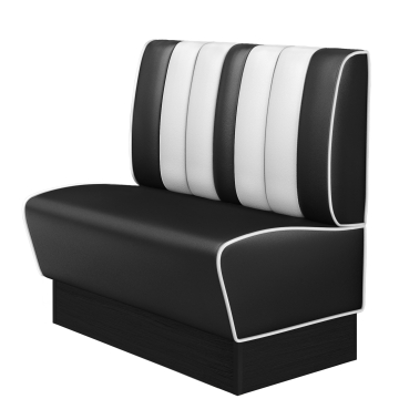 AMERICAN 2 | Restaurantsofa i diner stil | B: H 100 x 103 cm | Stripete | Svart | lær