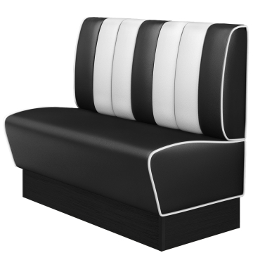 AMERICAN 2 | Restaurantsofa i diner stil | B: H 120 x 103 cm | Stripete | Svart | lær