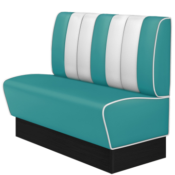 AMERICAN 2 | Restaurantsofa i diner stil | B: H 120 x 103 cm | Stripete | Turkis | lær