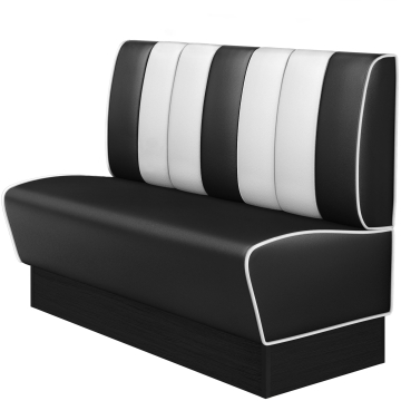 AMERICAN 2 | Restaurantsofa i diner stil | B: H 140 x 103 cm | Stripete | Svart | lær