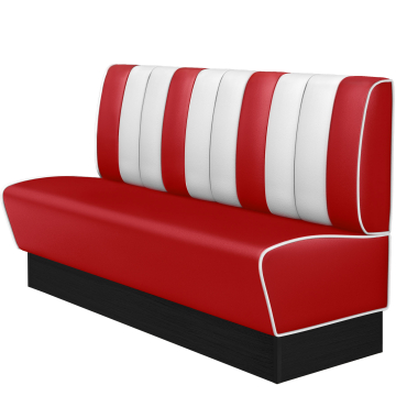 AMERICAN 2 | Restaurantsofa i diner stil | B: H 180 x 103 cm | Stripete | rød | lær