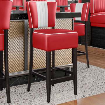 AMERICAN 2 | Sgabello da bar diner | Rosso | Pelle