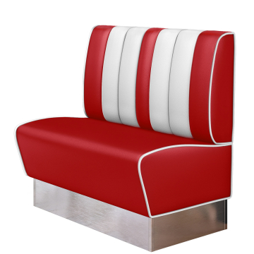 AMERICAN 3 | Amerikaanse Diner Zitbank | B:H 100 x 103 cm | Gestreept | Rood | Leer