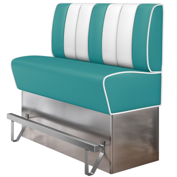 AMERICAN 3 | Banquette de dîner américain haute | L:H 160 x 133 cm | Rayé | Turquoise | Cuir