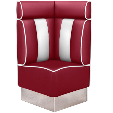 AMERICAN 3 | Diner Corner Booth | W:H 64 x 128 cm | Striped | Red | Leather