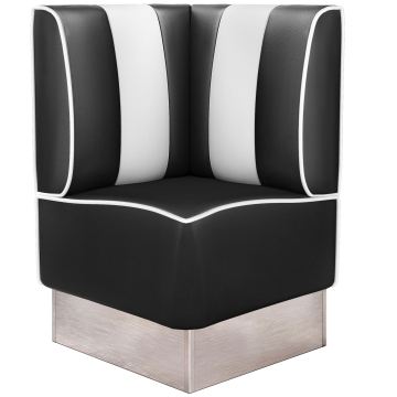 AMERICAN 3 | Diner Eckbank | B:H 64 x 103 cm | Gestreift | Schwarz | Leder