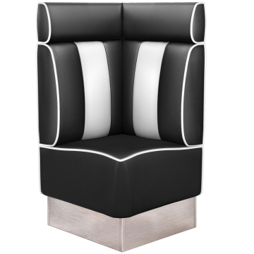 AMERICAN 3 | Diner Eckbank | B:H 64 x 128 cm | Gestreift | Schwarz | Leder