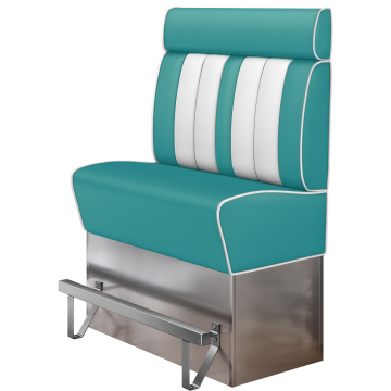 AMERICAN 3 | Diner High Bench | WxH: 100 x 158 cm | Striped | Turquoise | Leather