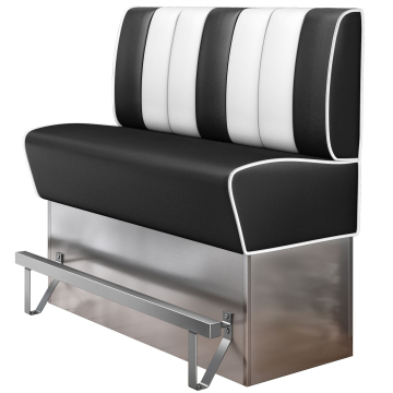AMERICAN 3 | Diner Hochbank | B:H 160 x 133 cm | Gestreift | Schwarz | Leder