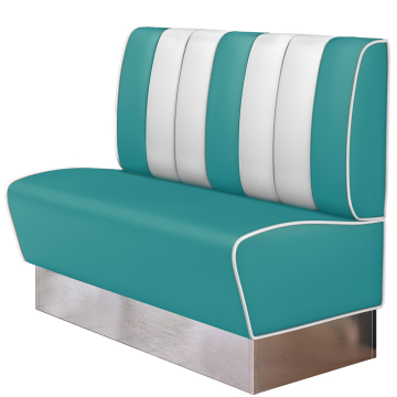 AMERICAN 3 | Dinerbank | B:H 120 x 103 cm | Gestreift | Türkis | Leder