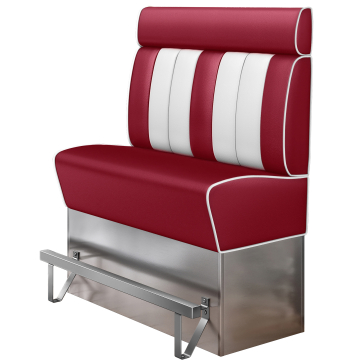 AMERICAN 3 | Hoge Diner Bank | B:H 120 x 158 cm | Gestreept | Rood | Leer
