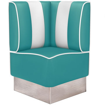 AMERICAN 3 | Restaurantsofa hjørne i Amerikansk diner stil | B: H 64 x 103 cm | Stripete | Turkis | lær