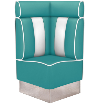 AMERICAN 3 | Restaurantsofa hjørne i Amerikansk diner stil | B: H 64 x 128 cm | Stripete | Turkis | lær