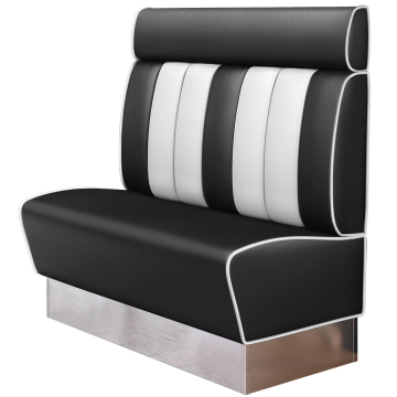 AMERICAN 3 | Restaurantsofa i diner stil | B: H 120 x 128 cm | Stripete | Svart | lær