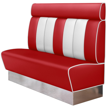 AMERICAN 3 | Restaurantsofa i diner stil | B: H 160 x 128 cm | Stripete | rød | lær