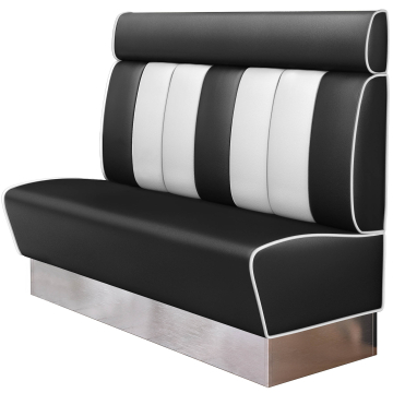 AMERICAN 3 | Restaurantsofa i diner stil | B: H 160 x 128 cm | Stripete | Svart | lær