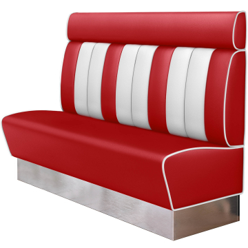 AMERICAN 3 | Restaurantsofa i diner stil | B: H 180 x 128 cm | Stripete | rød | lær