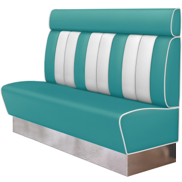 AMERICAN 3 | Restaurantsofa i diner stil | B: H 180 x 128 cm | Stripete | Turkis | lær