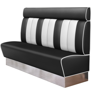 AMERICAN 3 | Restaurantsofa i diner stil | B: H 200 x 128 cm | Stripete | Svart | lær