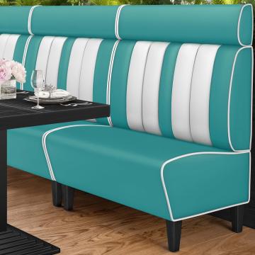 AMERICAN 1 | American Diner Bench | W:H 100 x 128 cm | Striped | Turquoise | Leather