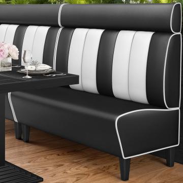 AMERICAN 1 | American Diner Bench | W:H 140 x 128 cm | Striped | Black | Leather