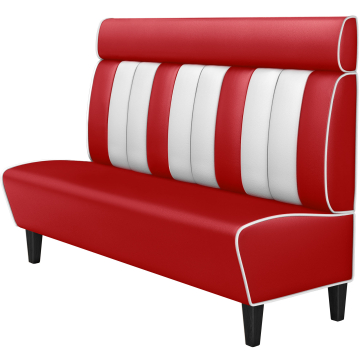 AMERICAN 1 | American Diner Bench | W:H 180 x 128 cm | Striped | Red | Leather