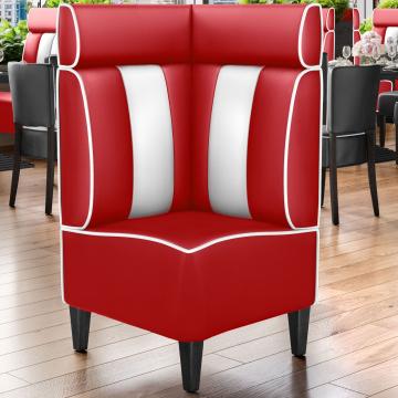 AMERICAN 1 | Restaurantsofa hjørne i Amerikansk diner stil | B: H 64 x 128 cm | Stripete | rød | lær
