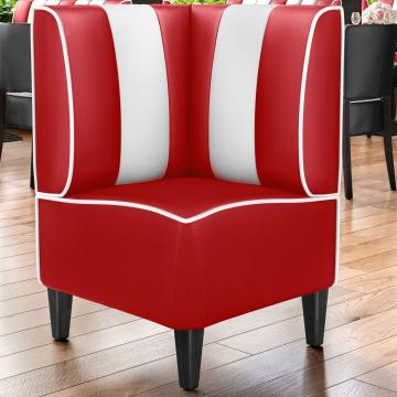 AMERICAN 1 | Diner hörnsoffa | B:H 64 x 103 cm | Randig | Röd | Läder