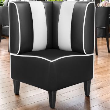 AMERICAN 1 | Diner hörnsoffa | B:H 64 x 103 cm | Randig | Svart | Läder