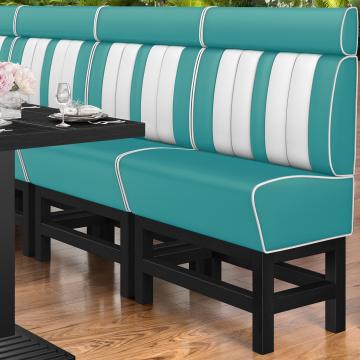 AMERICAN 1 | Diner Hochbank | B:H 100 x 158 cm | Gestreift | Türkis | Leder