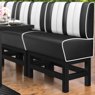 AMERICAN 1 | Hög diner soffa | B:H 100 x 133 cm | Randig | Svart | Läder