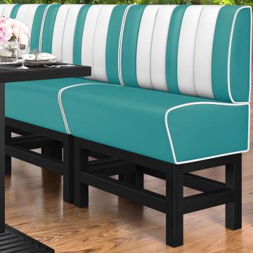 AMERICAN 1 | Hög diner soffa | B:H 100 x 133 cm | Randig | Turkos | Läder
