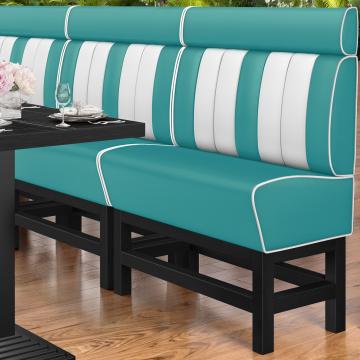 AMERICAN 1 | Diner Hochbank | B:H 120 x 158 cm | Gestreift | Türkis | Leder