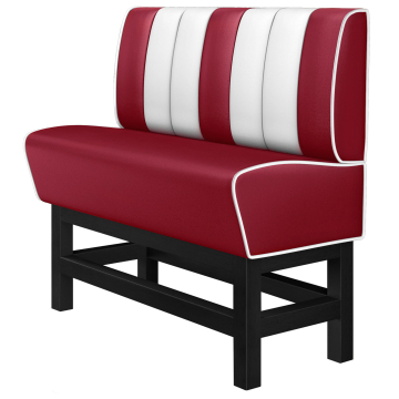 AMERICAN 1 | Hög diner soffa | B:H 120 x 133 cm | Randig | Röd | Läder