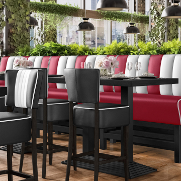 AMERICAN 1 | Hög diner soffa | B:H 120 x 133 cm | Randig | Röd | Läder