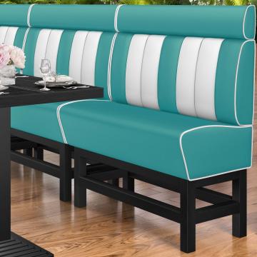 AMERICAN 1 | Diner Hochbank | B:H 140 x 158 cm | Gestreift | Türkis | Leder
