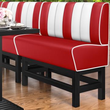 AMERICAN 1 | Høy restaurantsofa i diner stil | B: H 120 x 133 cm | Stripete | rød | lær