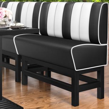 AMERICAN 1 | Høy restaurantsofa i diner stil | B: H 120 x 133 cm | Stripete | Svart | lær
