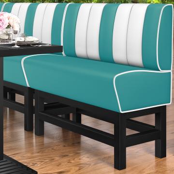 AMERICAN 1 | Høy restaurantsofa i diner stil | B: H 120 x 133 cm | Stripete | Turkis | lær