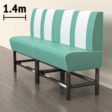 AMERICAN 1 | Sofa Diner Resturant | B: H 140 x 133 cm | Stripete | Turkis | lær