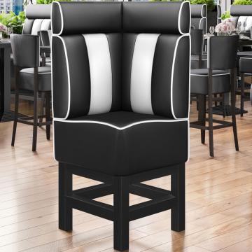 AMERICAN 1 | Diner hörnsoffa | B:H 64 x 158 cm | Randig | Svart | Läder