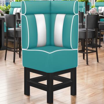 AMERICAN 1 | Diner hörnsoffa | B:H 64 x 158 cm | Randig | Turkos | Läder
