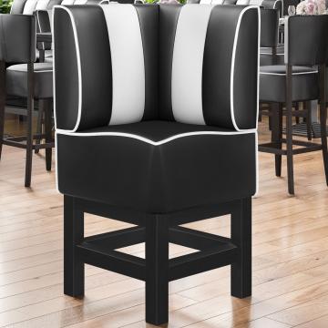 AMERICAN 1 | Diner Eckbank | B:H 64 x 133 cm | Gestreift | Schwarz | Leder