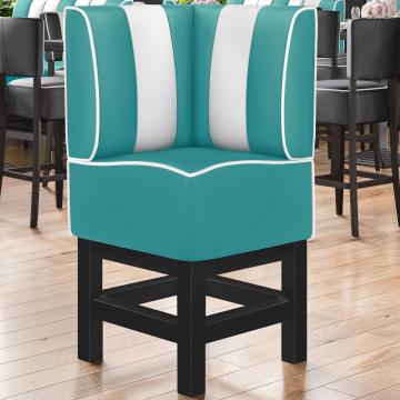 AMERICAN 1 | Diner Eckbank | B:H 64 x 133 cm | Gestreift | Türkis | Leder