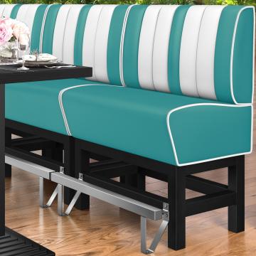 AMERICAN 1 | Diner Hochbank | B:H 100 x 133 cm | Gestreift | Türkis | Leder