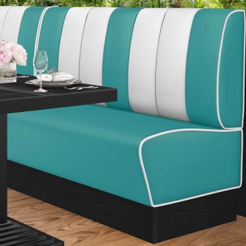 AMERICAN 2 | American diner bås | B:H 160 x 103 cm | Randig | Turkos | Läder