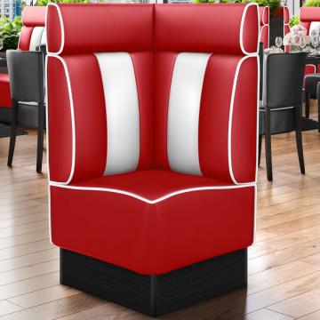 AMERICAN 2 | Restaurantsofa hjørne i Amerikansk diner stil | B: H 64 x 128 cm | Stripete | rød | lær