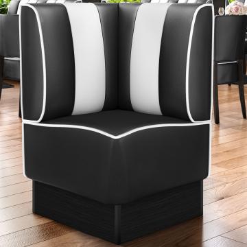 AMERICAN 2 | Diner hörnsoffa | B:H 64 x 103 cm | Randig | Svart | Läder