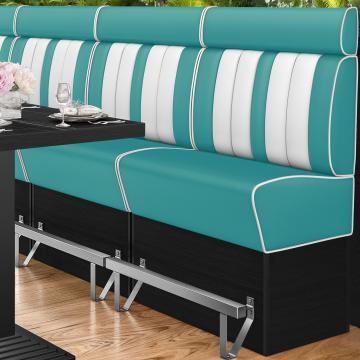 AMERICAN 2 | Hög diner soffa | B:H 100 x 158 cm | Randig | Turkos | Läder