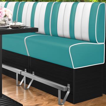 AMERICAN 2 | Bar Height American Diner Booth | W:H 100 x 133 cm | Striped | Turquoise | Leather